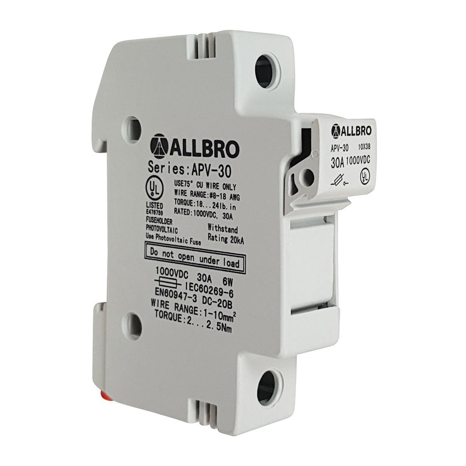 Fuse Holder 10 x 85mm 1500V DC — Allbro