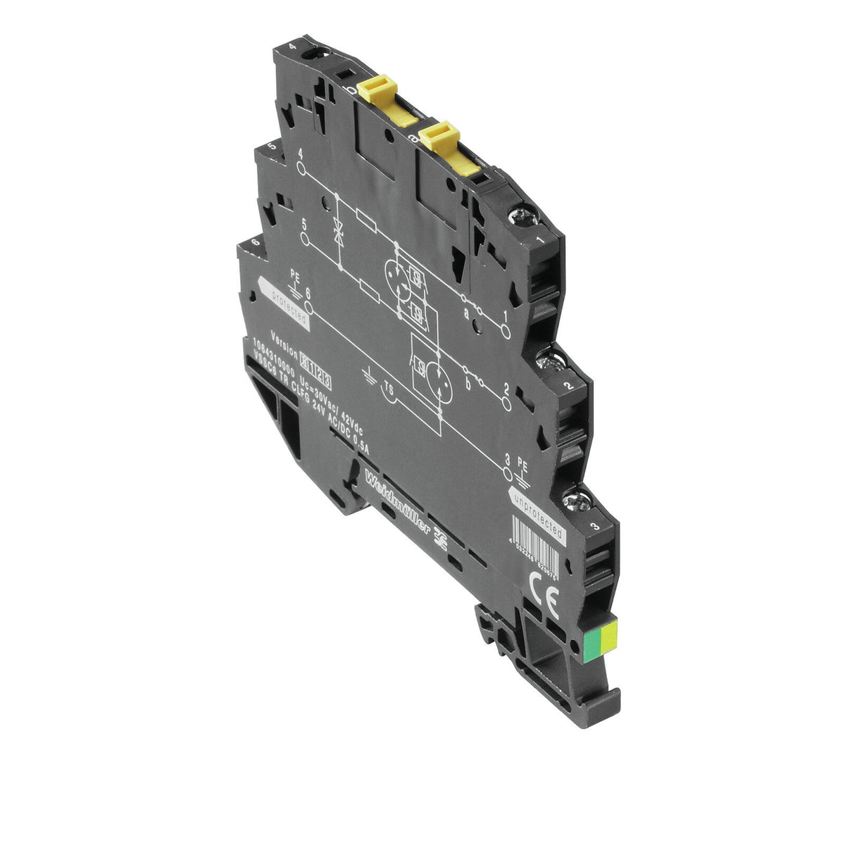 SIGNAL SURGE PROTECTION, CURRENT LOOP WITH FAULT INDICATION, 24VAC/DC 0.5A - VSSC6TRCLFG — Weidmuller