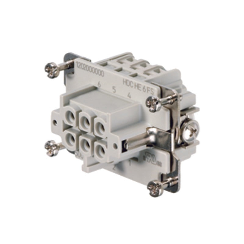 HDC-HE-6BS HDC Insert, Female 500V 24A, 6 Pole Screw Connection, Size 3 — Weidmuller