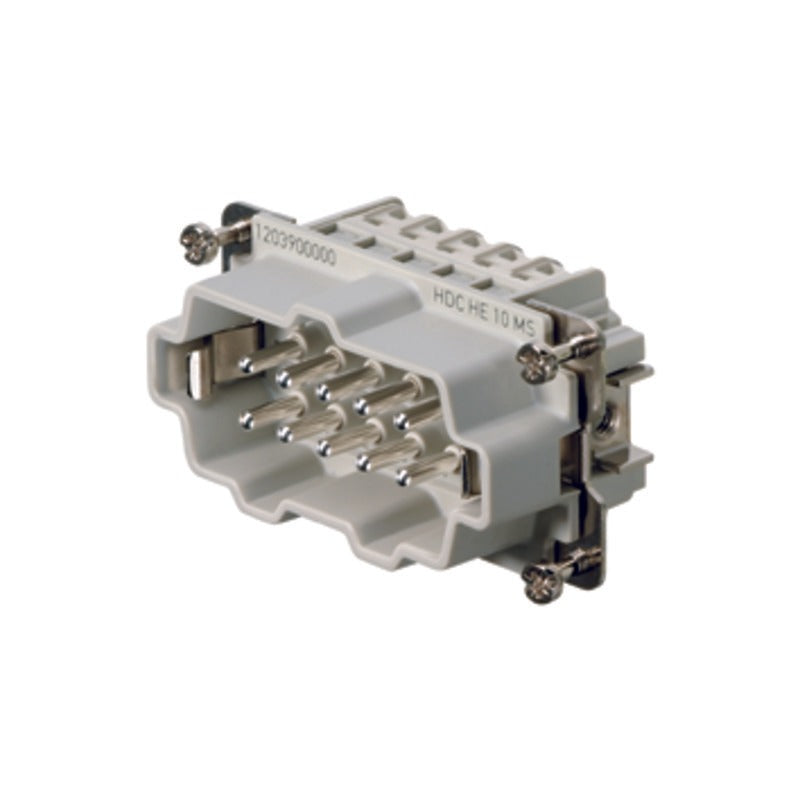 HDC HE-10SS HDC Insert, Male 500V 16A 10 Pole Screw Connection, Size 4 — Weidmuller