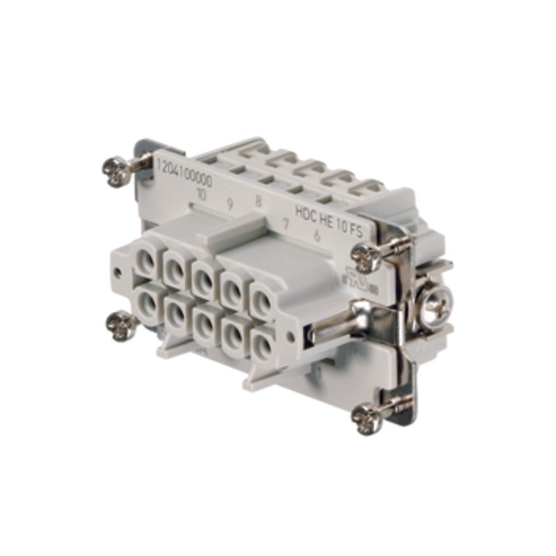 HDC-HE-10BS HDC Insert, Female 500V 16A 10 Pole Screw Connection Size 4 — Weidmuller
