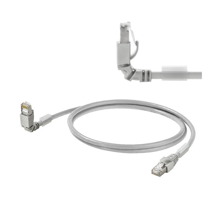 Grey 90 Degree Angled Cat.6A Patch Cable 1M — Weidmuller