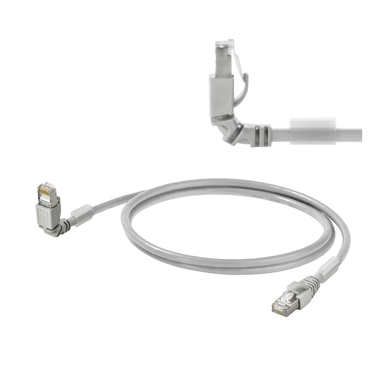 Grey 90 Degree Angled Cat.6A Patch Cable 1M — Weidmuller