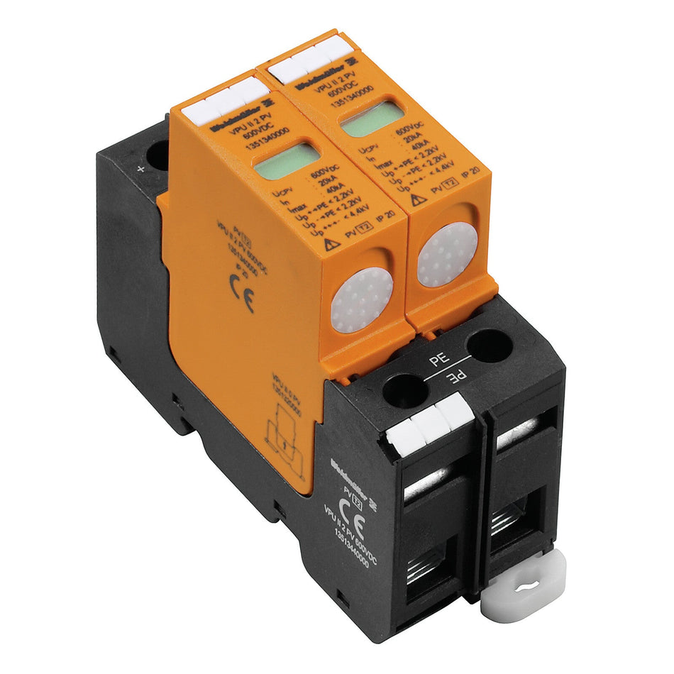 PHOTOVOLTAIC SURGE ARRESTER, TYPE II, 2 POLE, 600VDC - VPU II 2 PV 600V DC — Weidmuller