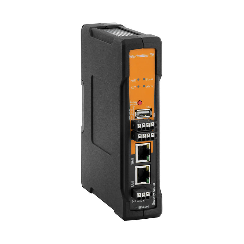 Security/NAT Router, Gigabit Ethernet, 2x RJ45 10/100/1000BaseT(X), IP20, -20°C...70°C - IE-SR-2GT-LAN-FN — Weidmuller
