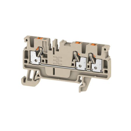 DIN Terminal A-Series Push-in 3 Contact, 2.5mm Beige - A3C 2.5 — Weidmuller