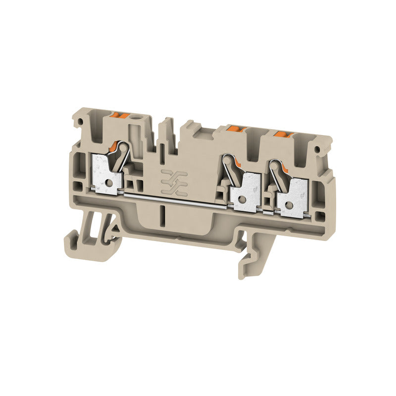 DIN Terminal A-Series Push-in 3 Contact, 2.5mm Beige - A3C 2.5 — Weidmuller