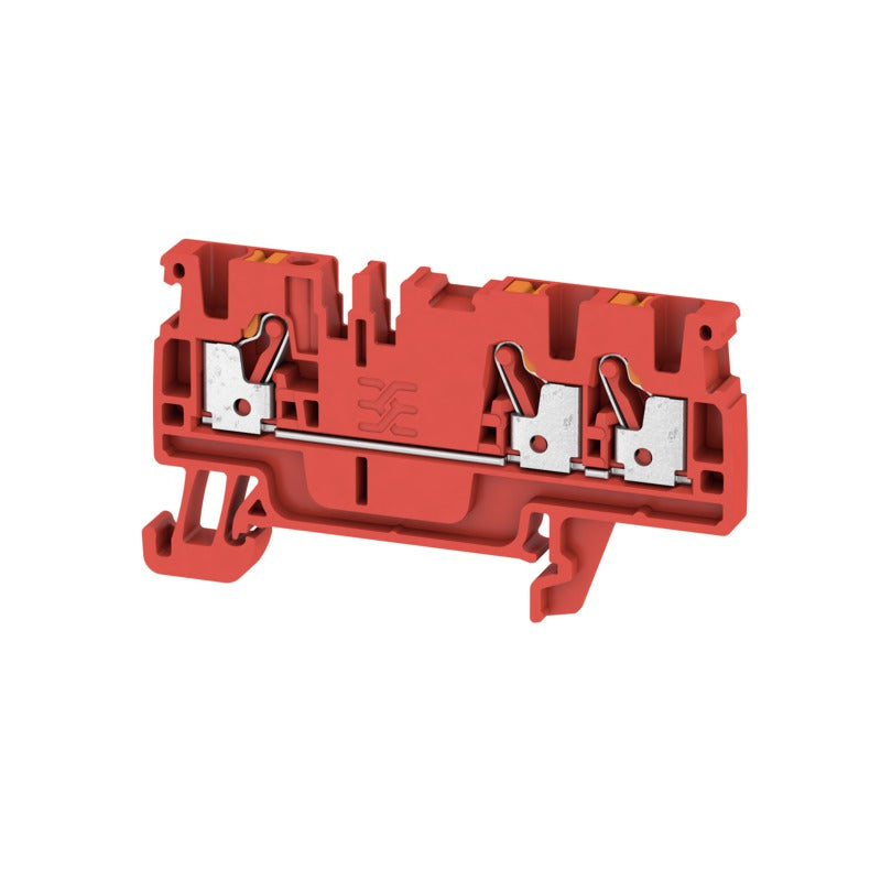 DIN Terminal A-Series Push-in 3 Contact, 2.5mm Red - A3C 2.5 RD — Weidmuller