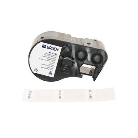SELF-LAMINATING VINYL WRAP AROUND LABELS - 38.1MM (H) X 25.4MM (W) BLACK ON WHITE/CLEAR CARTRIDGE OF 180 | M4-91-427 — Brady