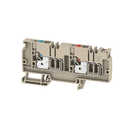 Distribution Terminal Push-in 6mm Beige with 1 Red and 1 Blue Contact - AAP13 6 LO-LO — Weidmuller