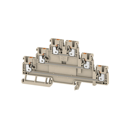 DIN Terminal A-Series Push-in 3 Tier, 2.5mm Beige - A3T 2.5 — Weidmuller