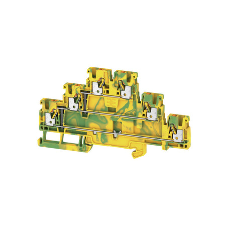 DIN Terminal A-Series Push-in 3 Tier, 2.5mm Earth - A3T 2.5 PE — Weidmuller