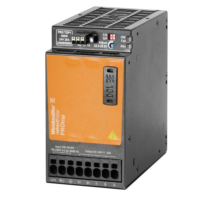 PRO TOP1 480W 24V 20A Switch-Mode Power Supply Unit with Comms Port — Weidmuller