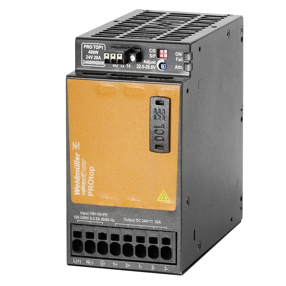 PRO TOP1 480W 48V 10A Switch-Mode Power Supply Unit with Comms Port — Weidmuller