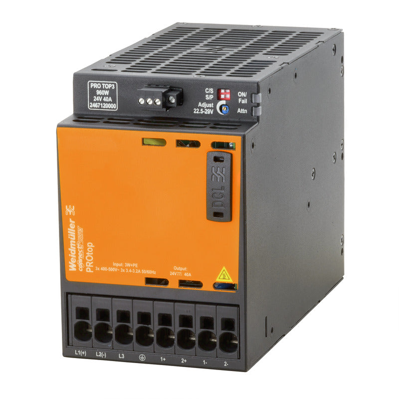PRO TOP3 960W 24V 40A Switch-Mode Power Supply Unit with Comms Port, Three Phase — Weidmuller