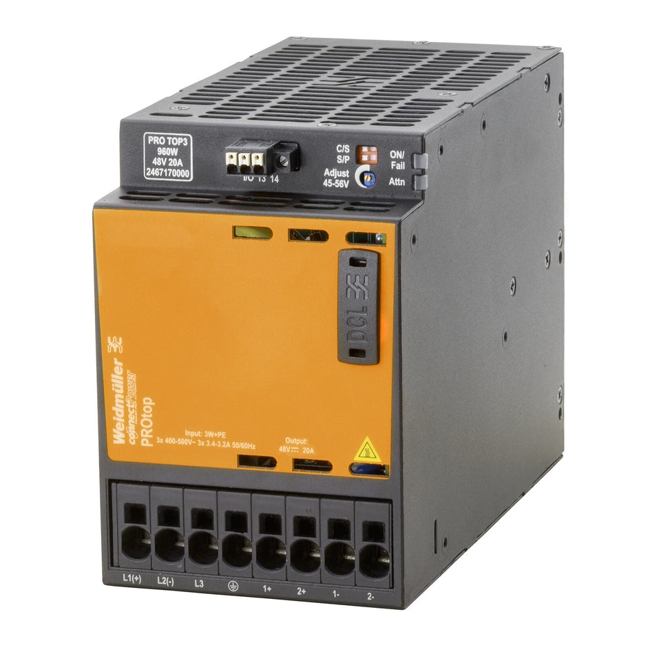 PRO TOP3 960W 48V 20A THREE PHASE SWITCH-MODE POWER SUPPLY UNIT — Weidmuller