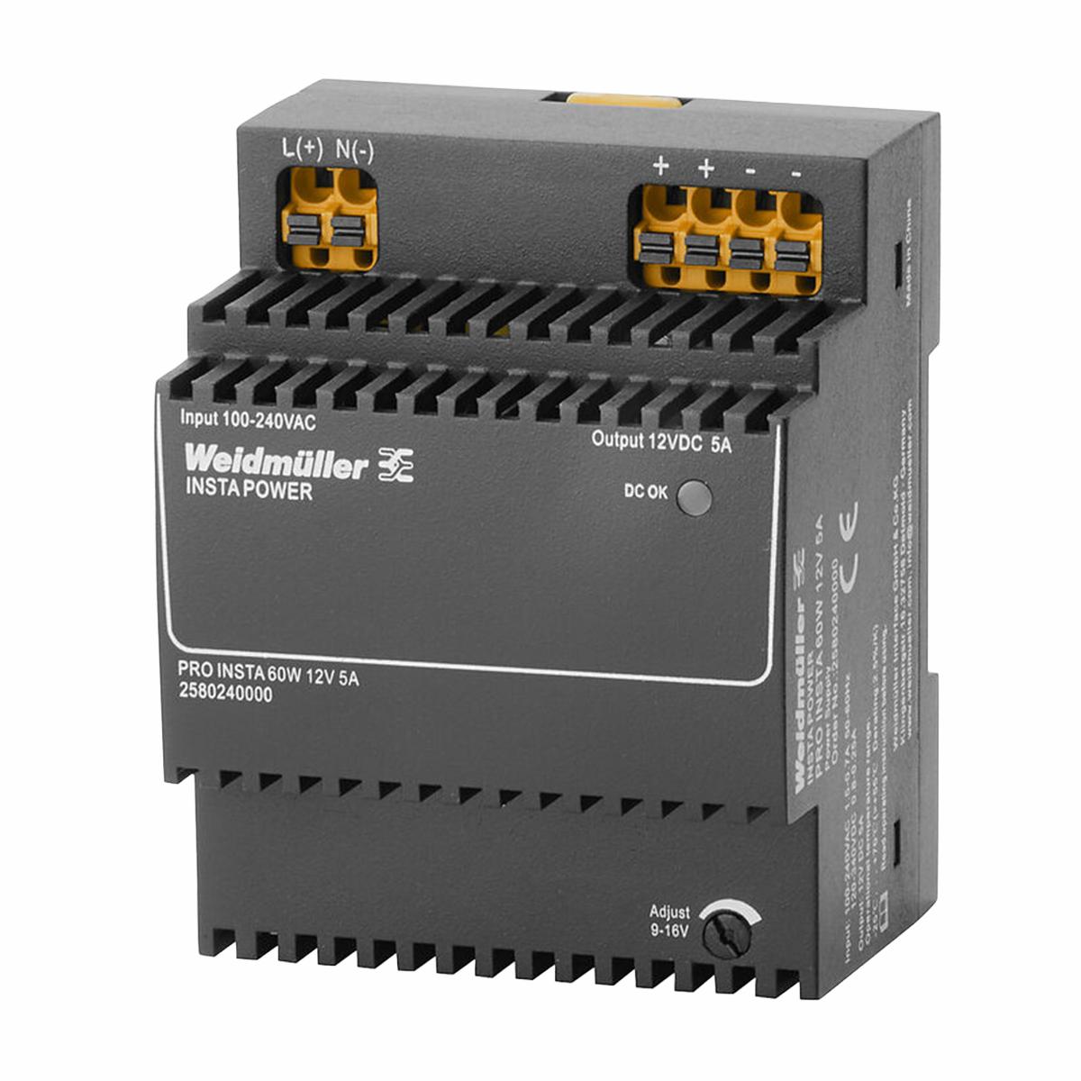 PRO INSTA 60W 12V DC 5A DIN Rail Power Supply — Weidmuller