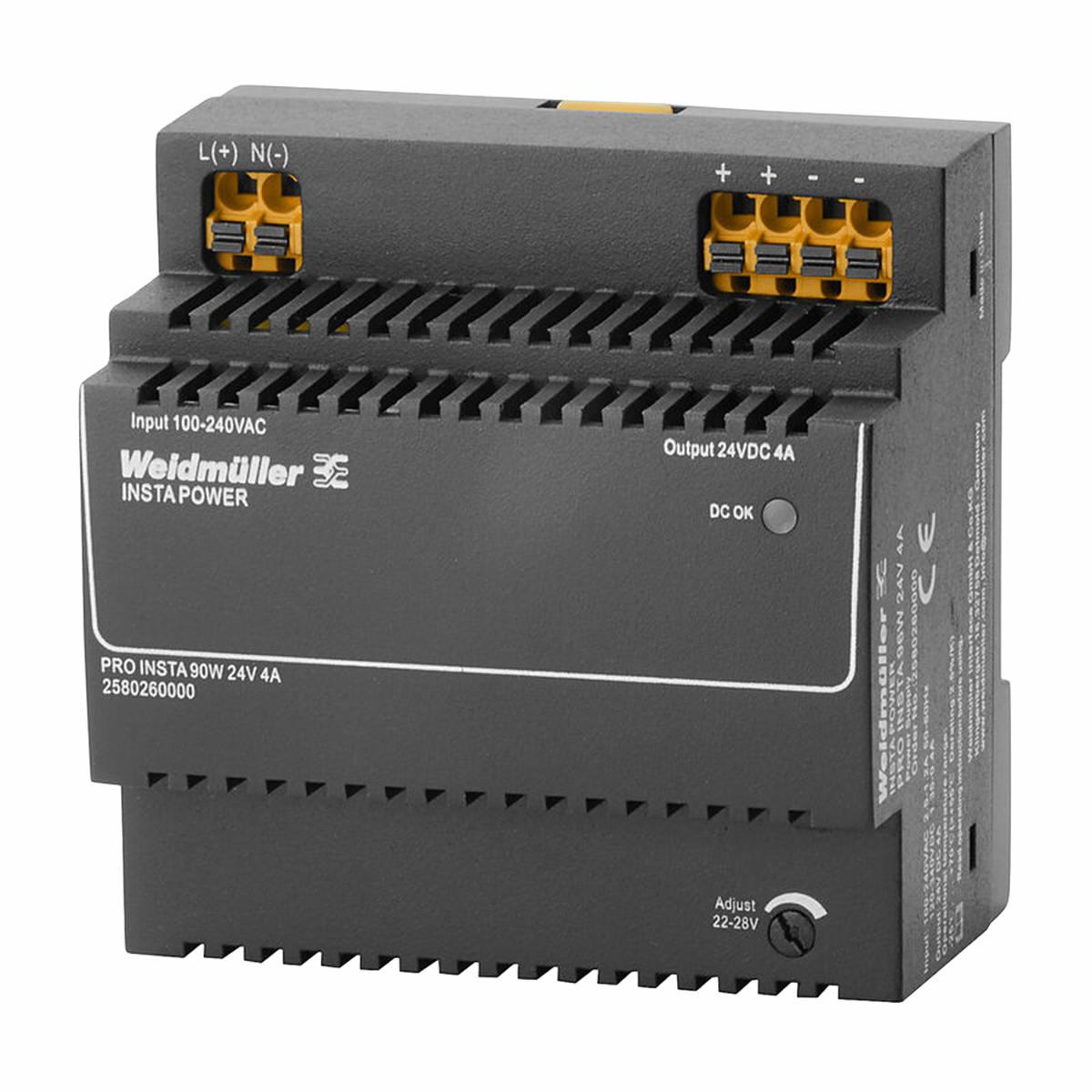 PRO INSTA 96W 24V DC 4A DIN Rail Power Supply — Weidmuller
