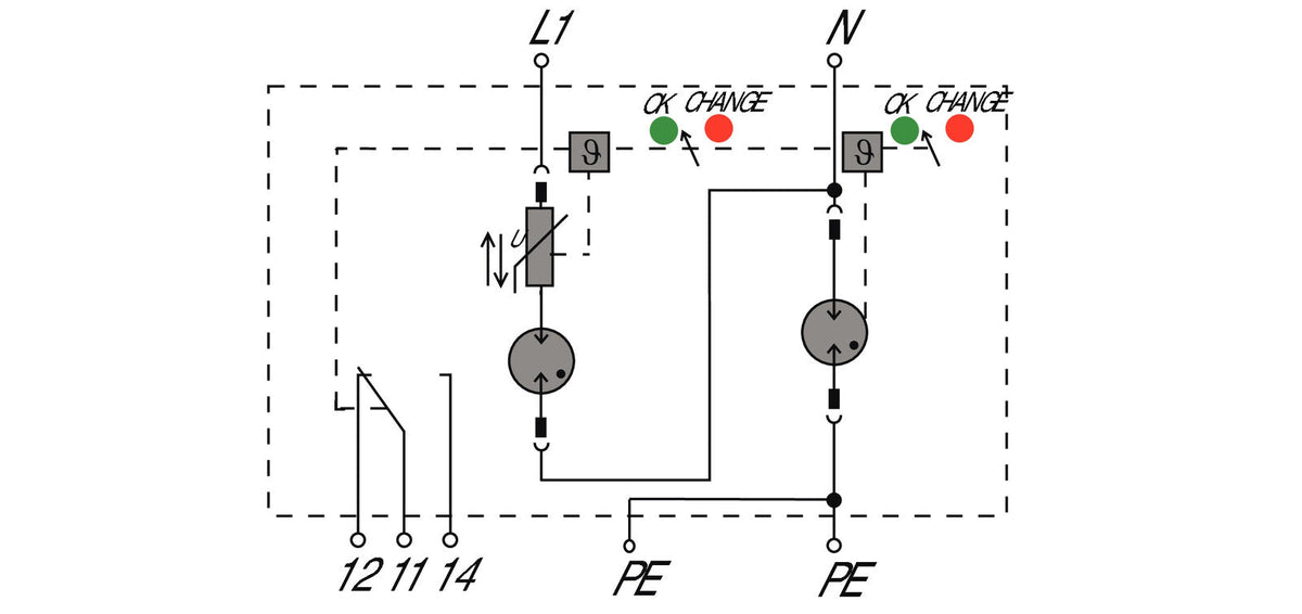 Type II Surge Arrester, Single Phase + Neutral, Remote Contact, 300V 50kA - VPU AC II 1+1 R 300/50 - figure 2