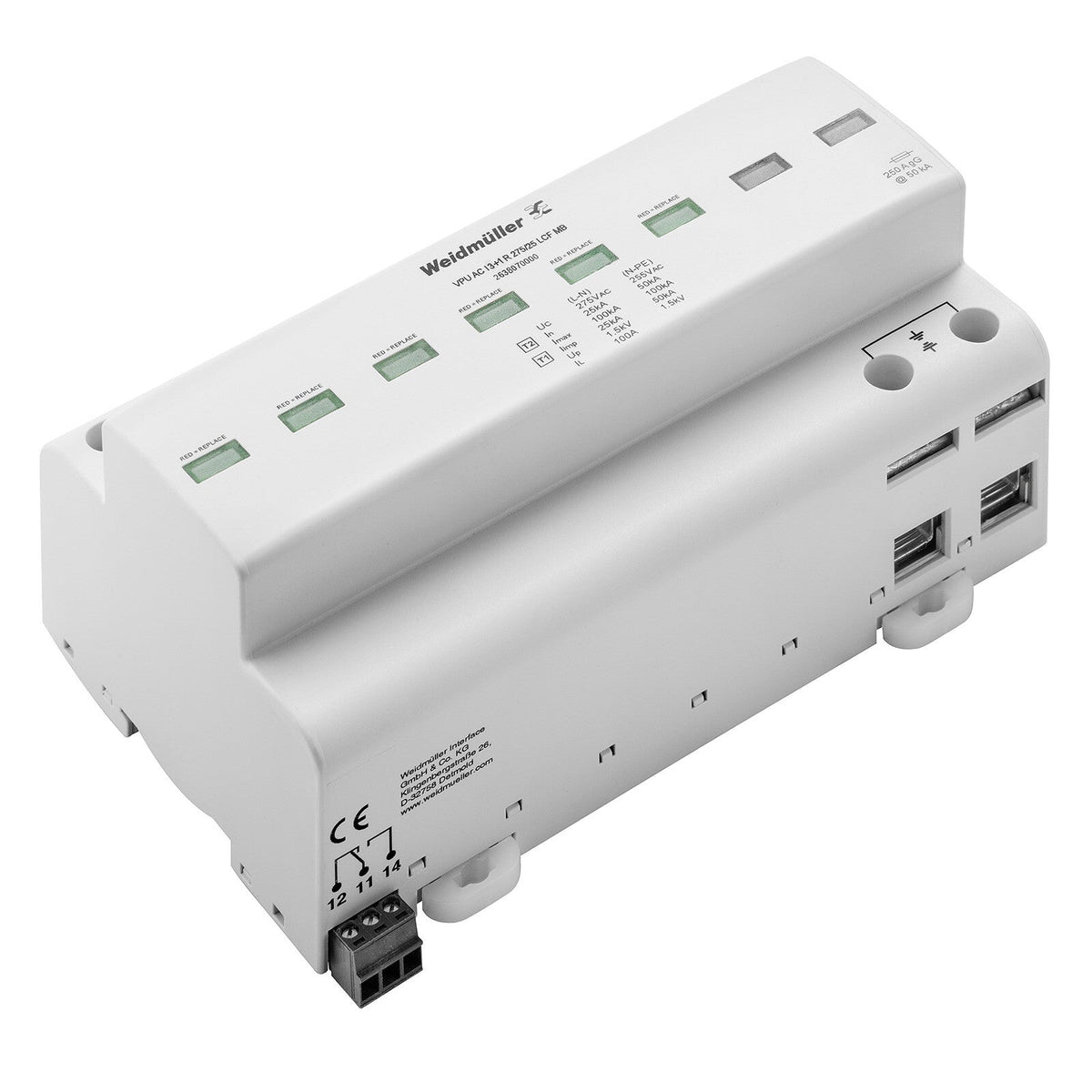 Surge Voltage Arrester - VPU AC I 3+1 R 275/25 LCF MB — Weidmuller