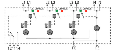 Type I Lightning Arrester, 3 Phase + Neutral, Remote Contact, 275V 25kA - VPU AC I 3+1 R 275/25 MB - figure 2