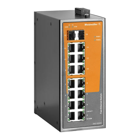 16 Port (14x RJ45, 2x Slots 100BaseSFP) Unmanaged Network Switch, Fast Ethernet (10/100Mbs) - IE-SW-EL16-14TX-2FESFP —