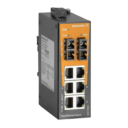 8 Port (6x RJ45, 2x SC Single-mode) Unmanaged Network Switch, Fast Ethernet (10/100Mbs) - IE-SW-EL08-6TX-2SCS — Weidmuller
