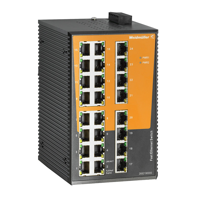 24 x RJ45 Port Unmanaged Network Switch, Fast Ethernet (10/100Mbs) - IE-SW-EL24-24TX — Weidmuller