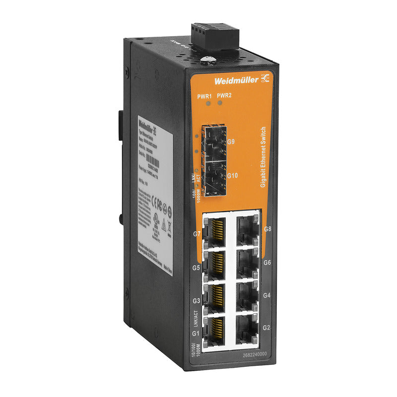 10 Port (8x RJ45, 2x 100/1000BaseSFP Slot) Unmanaged Network Switch, Gigabit Ethernet (1000Mbs) - IE-SW-EL10-8GT-2GESFP —