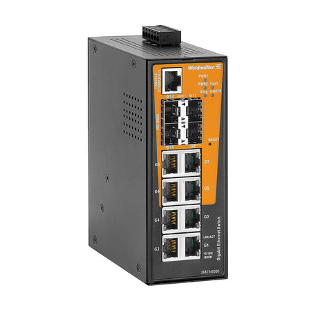 12 Port (8 x RJ45, 4 x SFP Slot) Managed Network Switch, Gigabit Ethernet (1000Mbs) - IE-SW-AL12M-8GT-4GESFP — Weidmuller