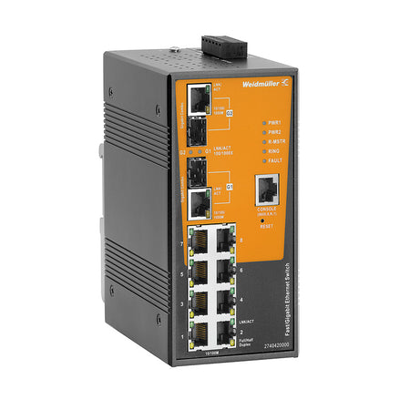 10 Port (8 x RJ45, 2 x Combo-Ports (BaseT(X) or BaseSFP) Managed Network Switch, Gigabit Ethernet (1000Mbs) 