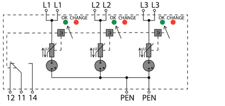 Type I Lightning Arrester, 3 Phase, Leakage Current Free, Remote Contact, 275V 25kA - VPU AC I 3 R 275/25 LCF MB - figure 2