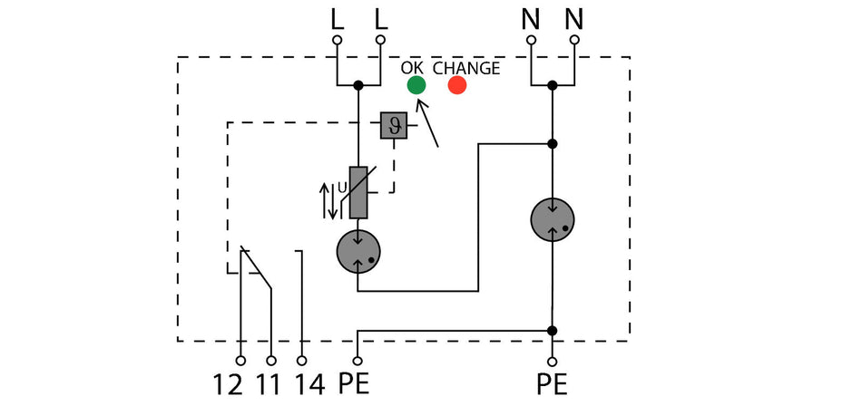Type I Lightning Arrester, Single Phase + Neutral, Leakage Current Free, Remote Contact, 275V 25kA - VPU AC I 1+1 R 275/25 LCF MB - figure 2