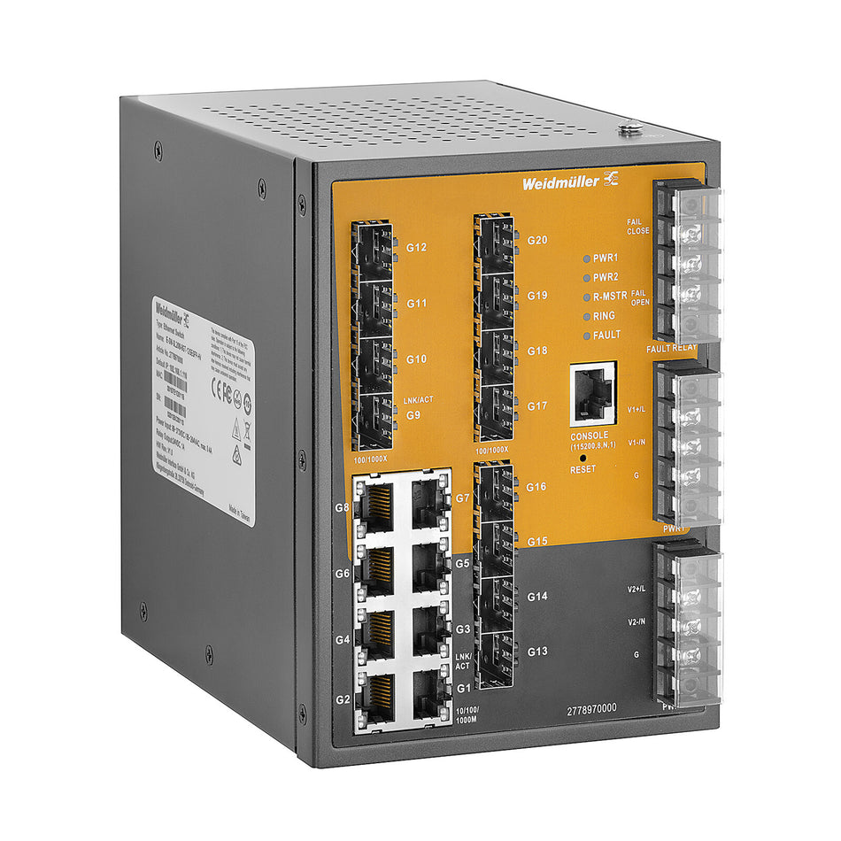 LAYER 2 NETWORK SWITCH MANAGED 8X RJ45 PORT | IE-SW-SL20M-8GT-12GESFP-HV — Weidmuller