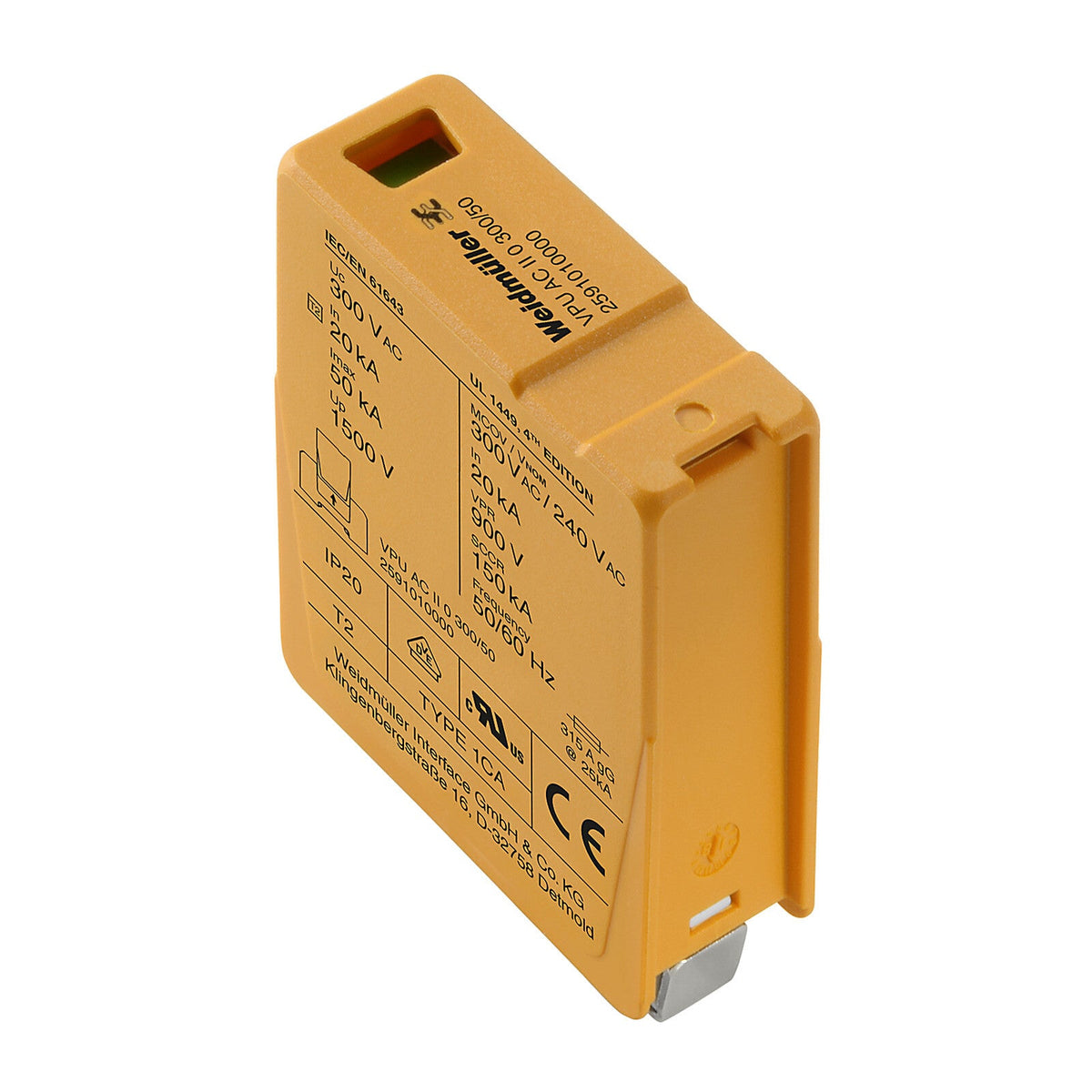 TYPE II SURGE ARRESTER WITH BUILT-IN FUSE, N-PE MODULE, 300V 40KA - VPU AC II F 0 300/40 — Weidmuller