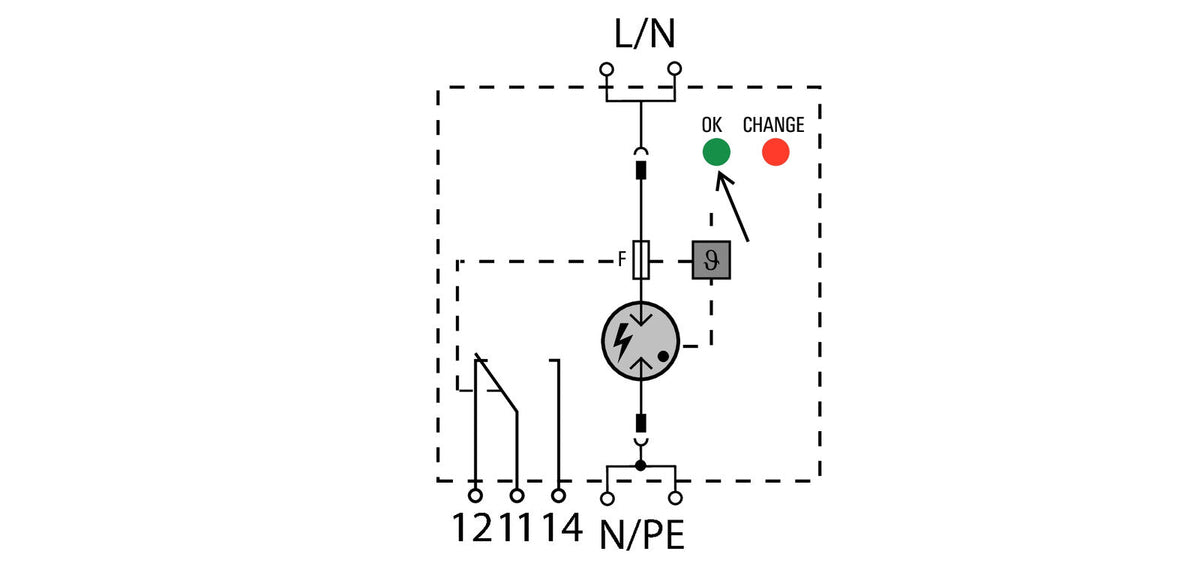 Type I Lightning Arrester with Built-in Fuse, Single Phase, Remote Contact, 275V 25kA - VPU AC I F 1 R 275/25 - figure 2