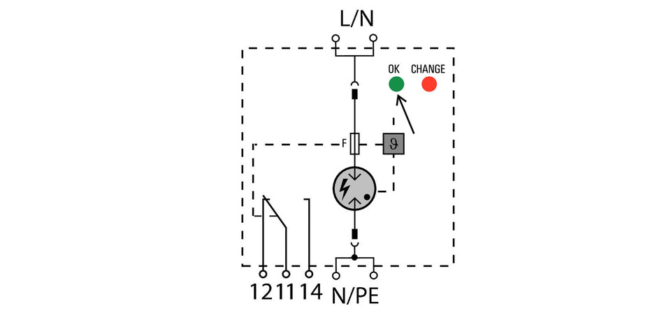 Type I Lightning Arrester with Built-in Fuse, Single Phase, Remote Contact, 275V 25kA - VPU AC I F 1 R 275/25 - figure 2
