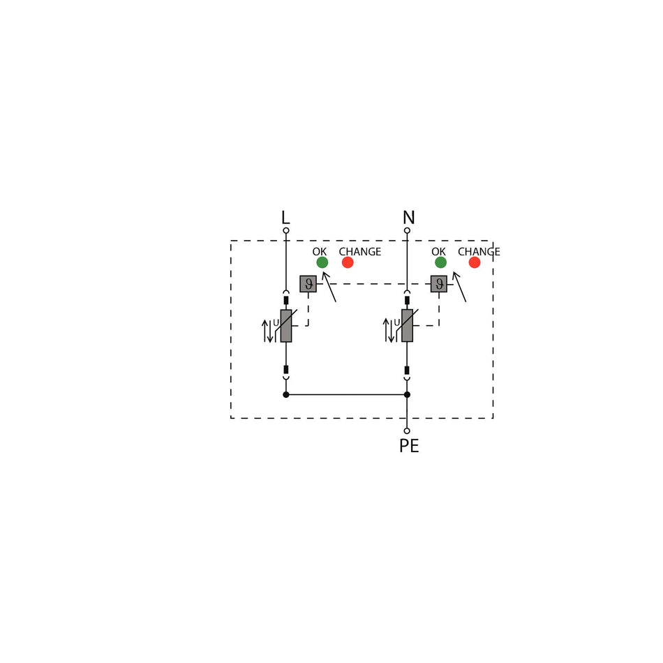 Type II+III Compact Surge Arrester, 2 Pole, 275V 20kA - VPU AC II+III 2 275/20 S - figure 2