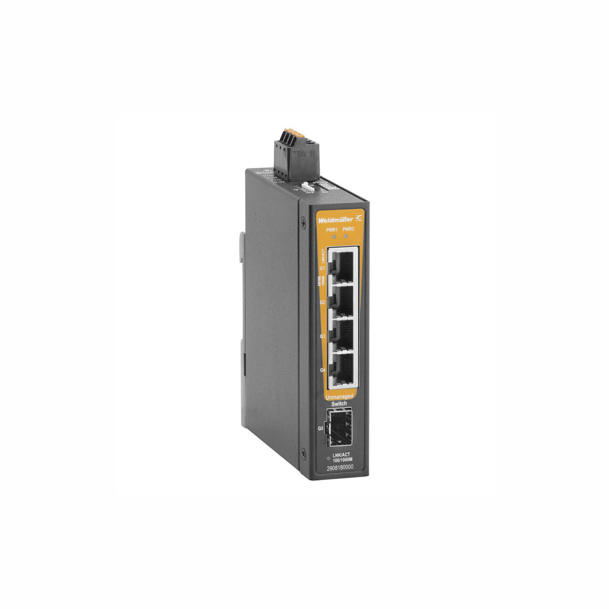 5 Port (4 x RJ45, 1 x SFP Slot) Unmanaged Network Switch, Gigabit Ethernet (1000Mbs) - IE-SW-BLB-05-4GT-1GESFP — Weidmuller