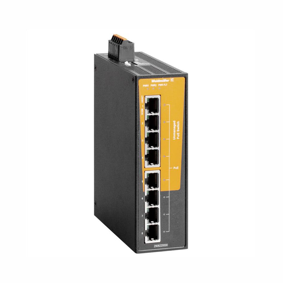8 x RJ45 Port Unmanaged PoE++ Switch, Fast Ethernet (10/100Mbs) - IE-SW-BLB-08-8POE — Weidmuller