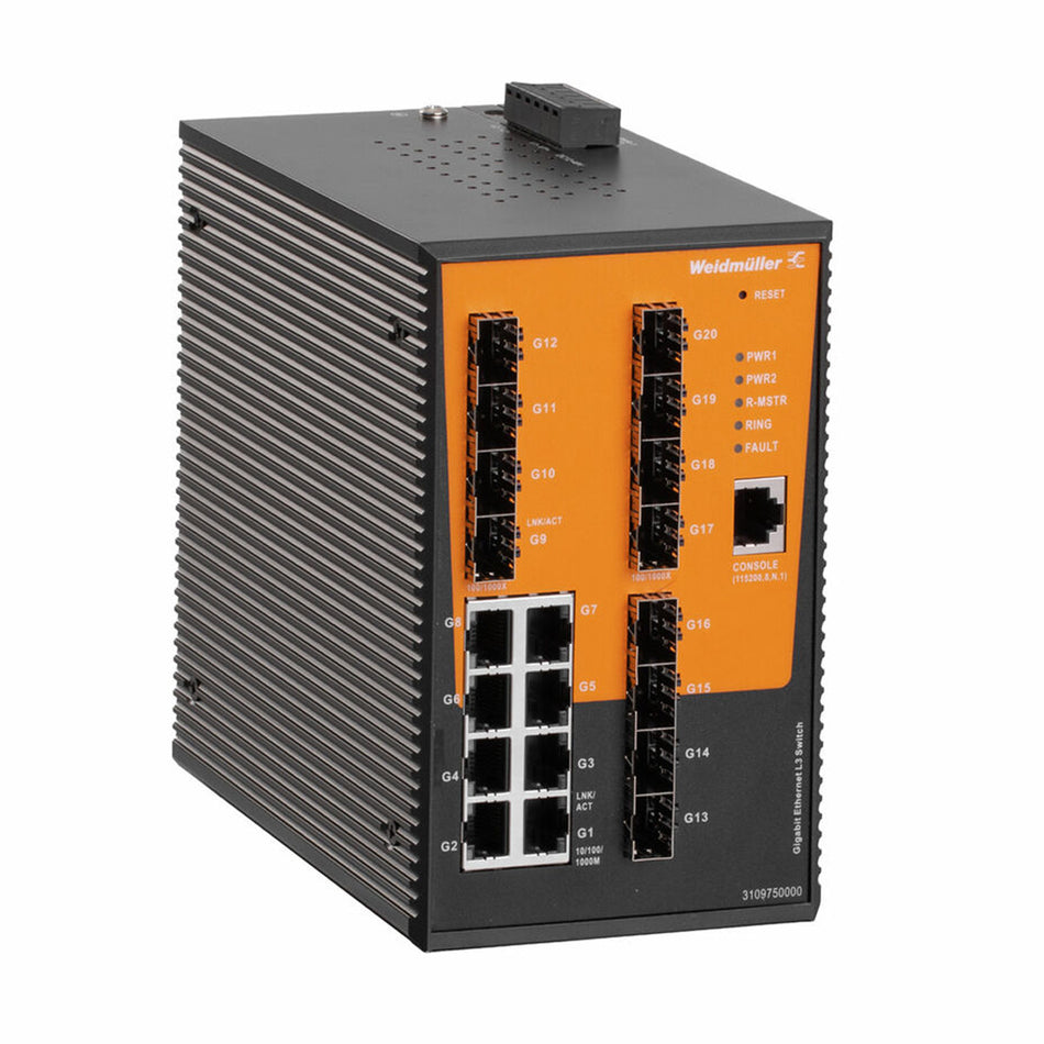 20 Port Layer 3 Managed Switch, 8 x GT + 12 x SFP, Gigabit Ethernet - IE-SW-L3-AL20M-8GT-12GESFP — Weidmuller