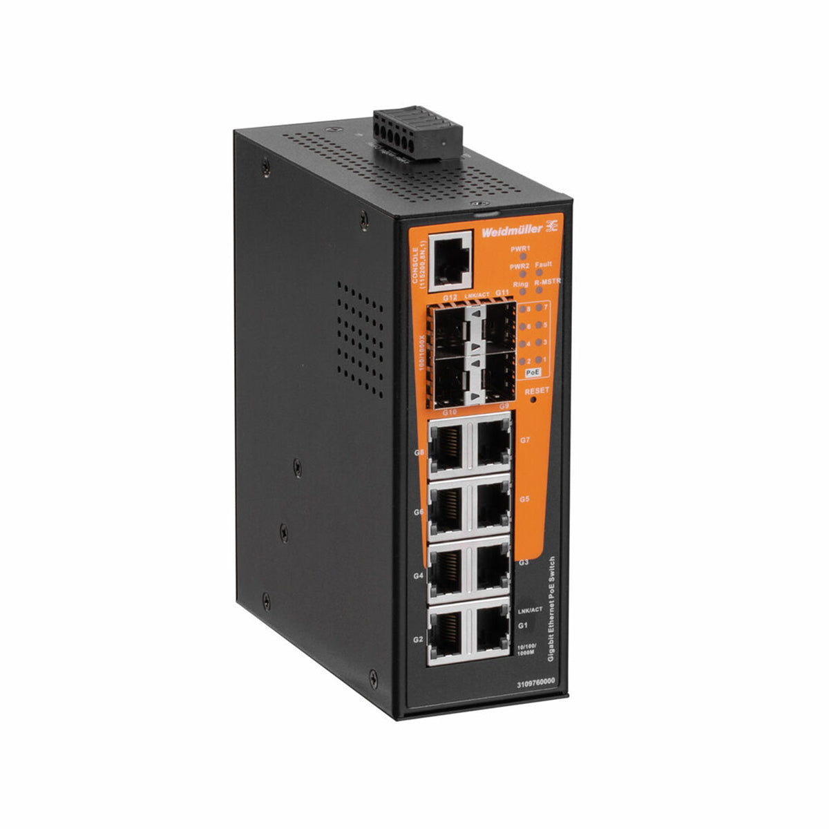 12 Port Managed PoE Switch, 8 x GT PoE + 4 x SFP, 120W, Gigabit Ethernet - IE-SW-AL12M-8GTPOE-4GESFP-120W — Weidmuller