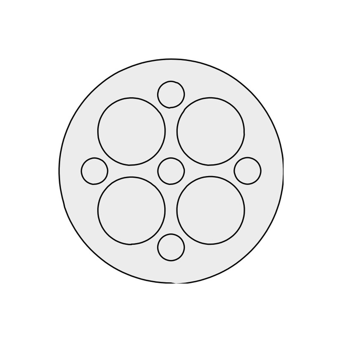 Grey KEL-DP Multi-Membrane Cable Entry Plates IP65 M50 for 	5 x 1 - 7 mm, 4 x 1 - 18 mm Cables | KEL-DP 50|9 A gy Round —