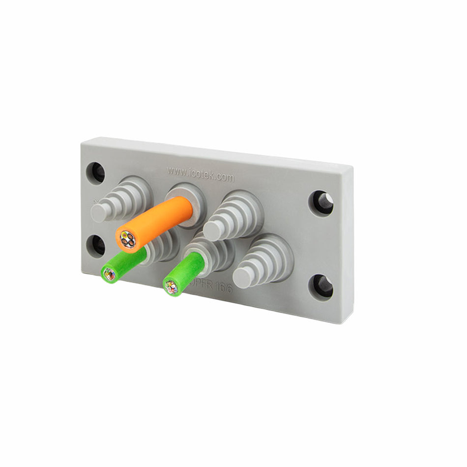 MULTI-RANGE CABLE ENTRY PLATES WITH PYRAMID-SHAPED MEMBRANES, FOR CABLES WITH 18 MM DIAMETER | KEL-DPFR 24|4 GY — Icotek