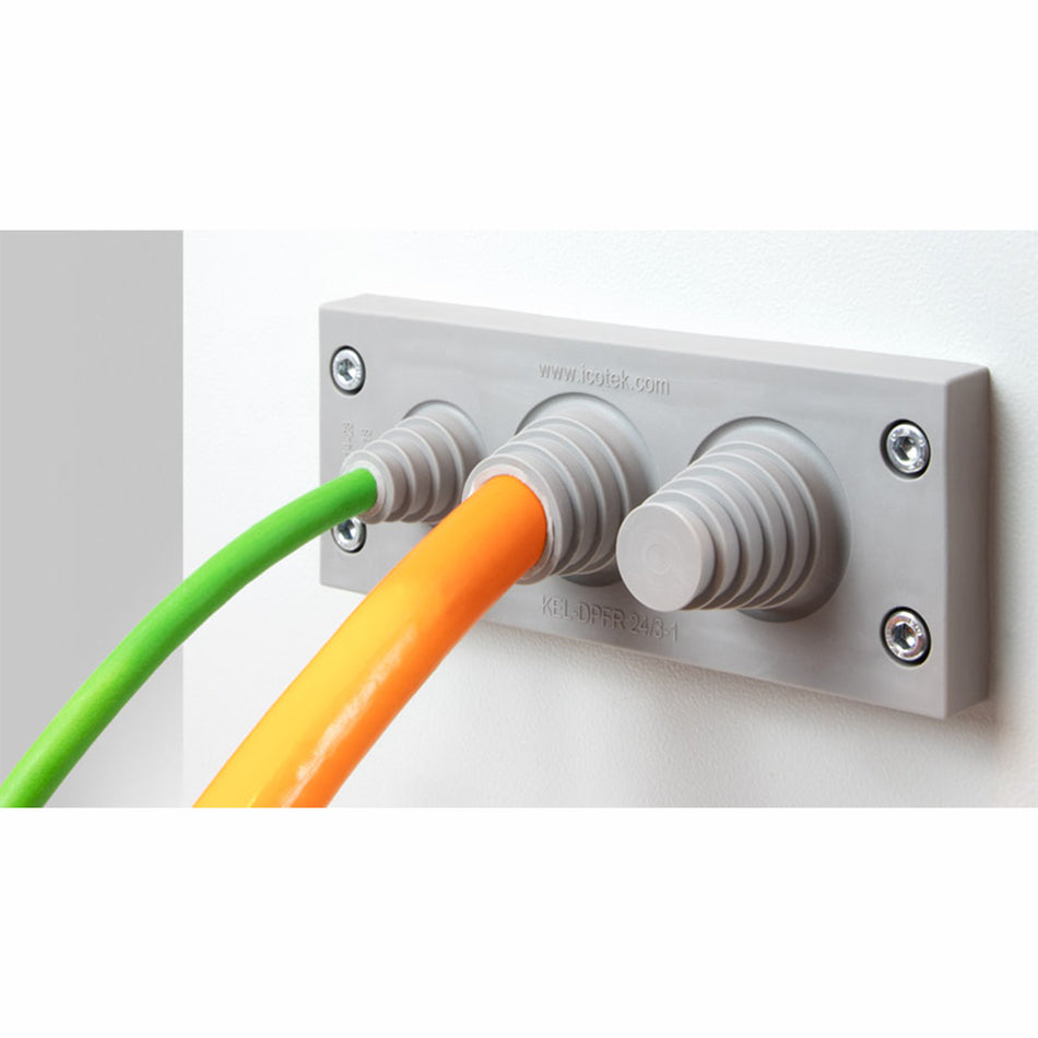 MULTI-RANGE CABLE ENTRY PLATES WITH PYRAMID-SHAPED MEMBRANES, FOR CABLES WITH 18 MM DIAMETER | KEL-DPFR 24|4 GY