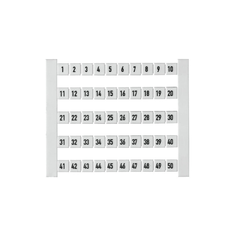 Terminal Markers 5 x 5mm Horizontal Printed 1-50, Suit WDU 2.5 - DEK/5/FWZ 1-50 (Box of 500) — Weidmuller