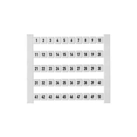 Terminal Markers 5 x 5mm Horizontal Printed 1-50, Suit WDU 2.5 - DEK/5/FWZ 1-50 (Box of 500) — Weidmuller