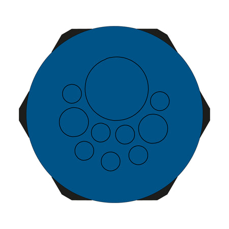 Hygienic Blue Multi-Membrane Cable Entry Plate M50 IP68 for 7 x 3.2-6.5mm, 2 x 5-10.2mm + 1 x 16-22.2mm Cables - KEL-DPZ-HD
