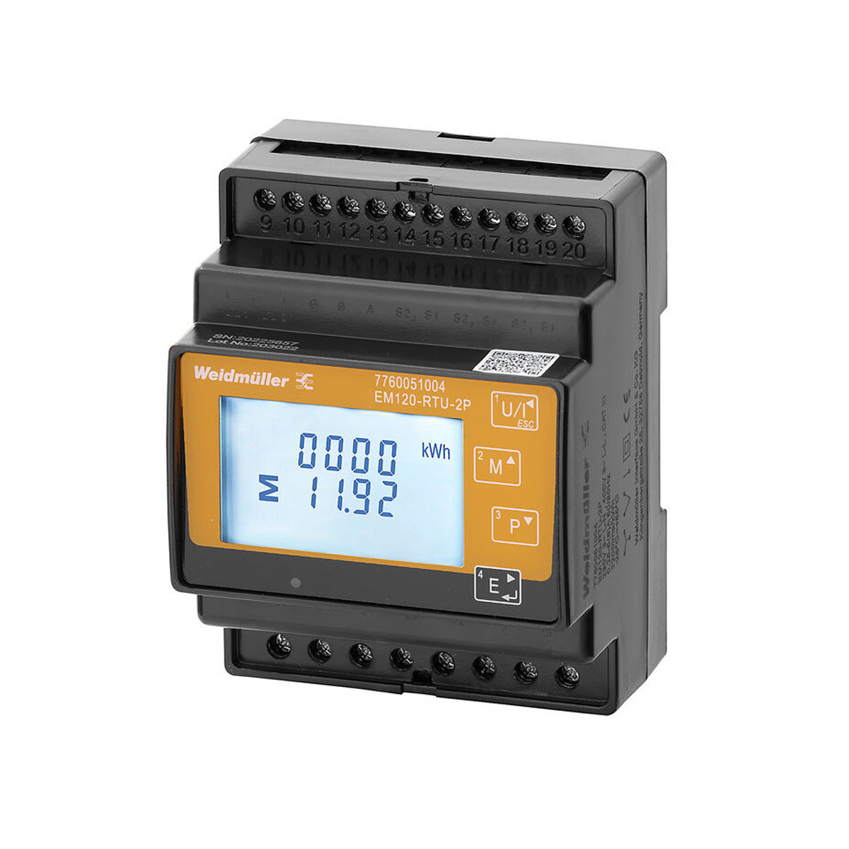 1–3 Phase Energy Meter CT Input, Modbus RTU — Weidmuller