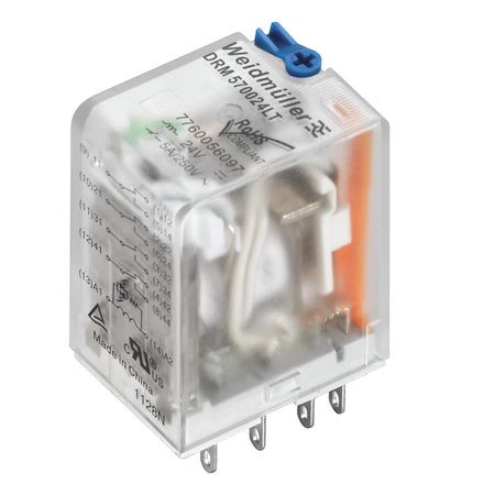 Relay DRM-Series 24VDC 2CO 10 Amp with LED and Test Button — Weidmuller
